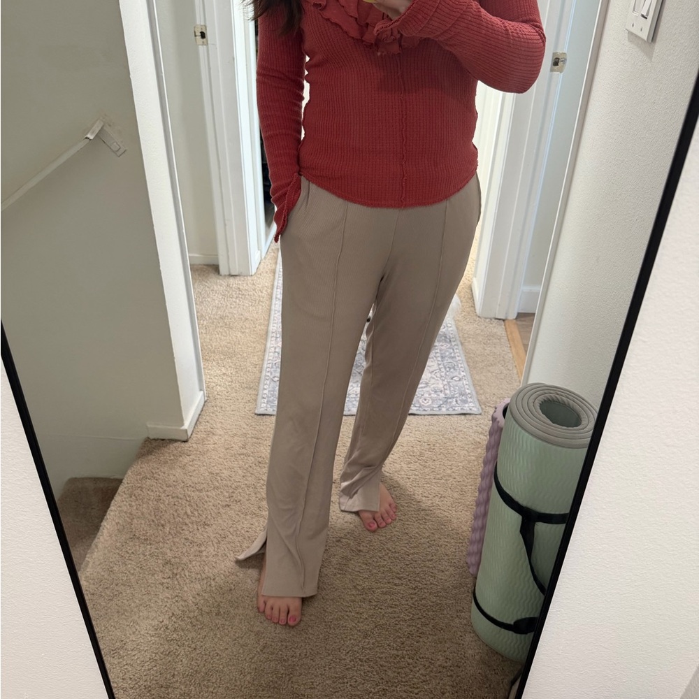 Shein khaki straight leg flowy sweat lounge pants S